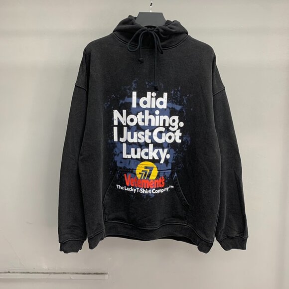 Vetements Washed Black Lettering Print Hoodie - Picture 1 of 9